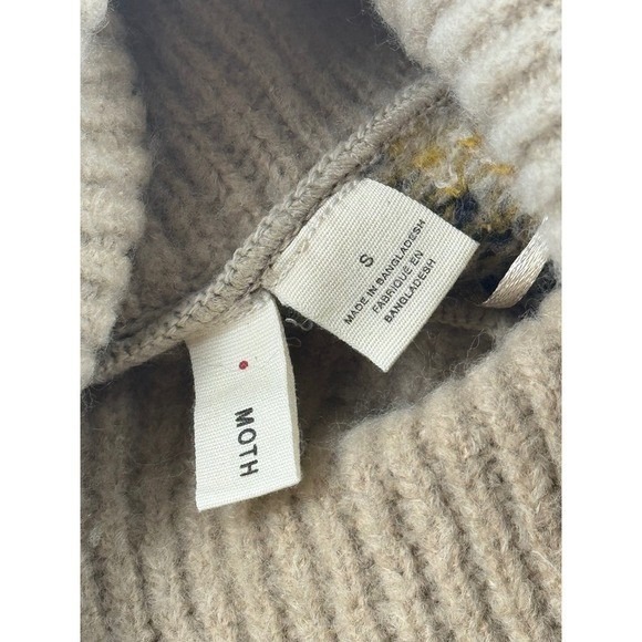 MOTH Turtleneck Sweater Animal Print‎ Yellow Black Beige Pullover S - Picture 8 of 10